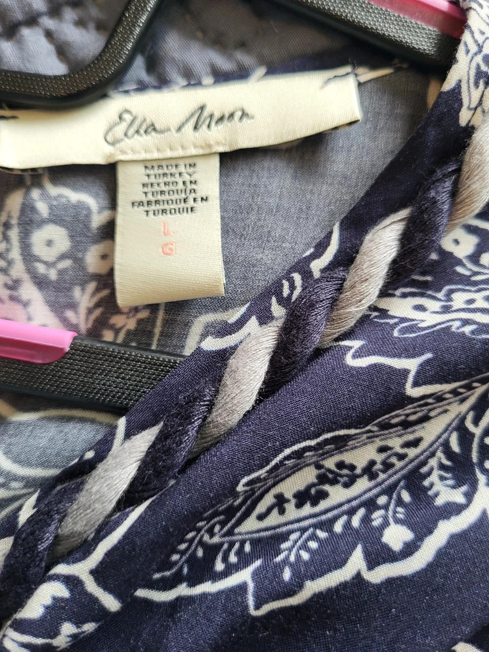 Ella Moon- Lg- EUC Navy Floral Maxi Dress with Drawstring Waist - Picture 7 of 7